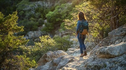 Obraz premium a woman hiking or exploring nature, embodying adventure.