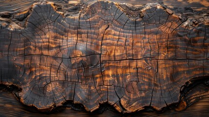 Naklejka premium A detailed view of an old wooden surface with cracks, captured from above, showcasing a beautiful wood texture background