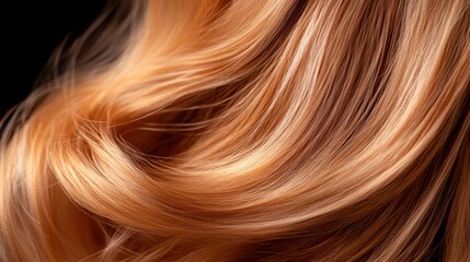 Fototapeta premium Blonde hair flowing, studio shot, dark background, haircare ad