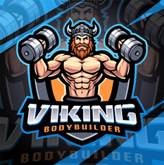 Viking body builder esport mascot logo design