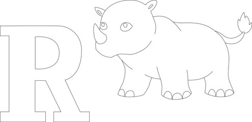 rhinoceros next to the letter R