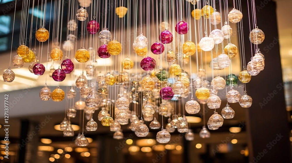 Aufkleber stunning display of colorful glass baubles hanging delicately to add charm and elegance to any festi