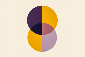 Fototapeta premium Abstract style illustration, logo for the artist's portfolio website, made in soft yellow and purple tones.