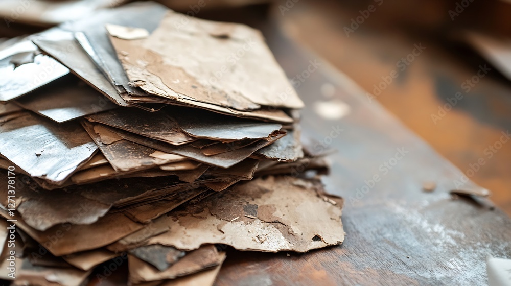 Poster closeup shot of old and worn leather sheets highlighting texture and aging of materials : generative