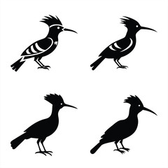 Hoopoe Silhouette Vector Icon Set Perfect for Logos & Artwork.