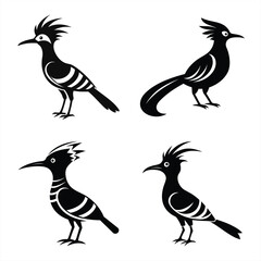 Hoopoe Silhouette Vector Icon Set Perfect for Logos & Artwork.