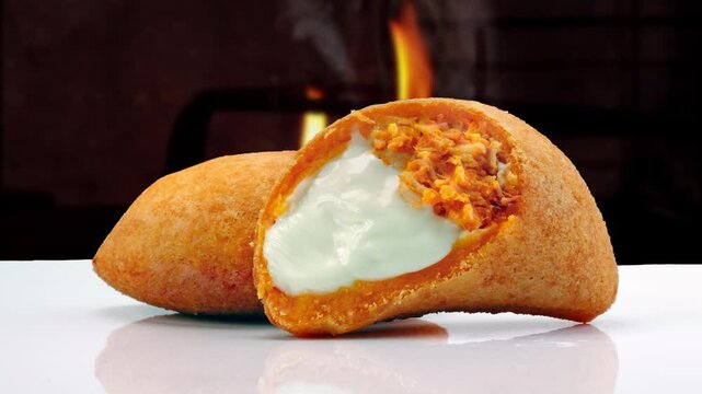 Brazilian snacks food, breaded, coxinha, kibe, esfiha