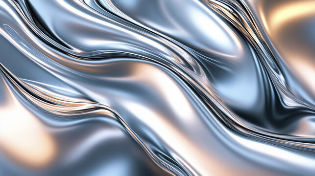 smooth, abstract liquid metal background with soft chrome reflections creates mesmerizing visual effect. flowing patterns evoke sense of fluidity and elegance