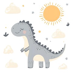 Naklejka premium Illustration of a little smiling dinosaur