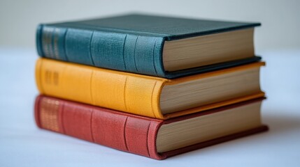Colorful Stack of Classic Hardback Books with Pleasing Textures