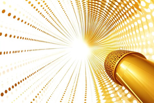 recommend clip art: Golden Microphone on White: Elegant Vector Illustration for Podcast, Radio, Music, Broadcasting, Studio, Recording, Audio, Voice, Announcer, Speaker, Interview, Communication, Media, Entertainment,   