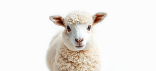 Fototapeta premium Isolated white sheep cute small 