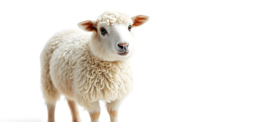 Fototapeta premium Isolated white sheep cute small 