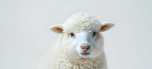 Fototapeta premium Isolated white sheep cute small domba wool 