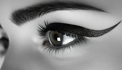 Fototapeta premium Elegant Close-Up of Artistic Eye Makeup with Bold Eyeliner Design
