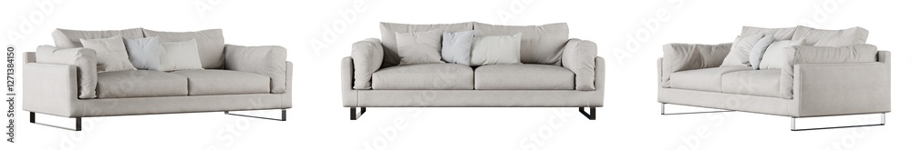 Aufkleber sofa set isolated on transparent background. 3d render. 3d illustration.