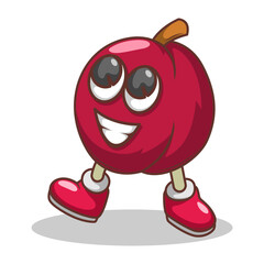 Funny doodle fruit cartoon with cute expression