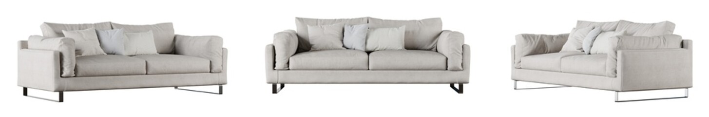 Sofa set isolated on transparent background. 3D render. 3D illustration.