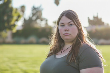 Obraz premium Generative AI Portrait Promoting Body Positivity Self-Acceptance Confidence and unhealthy Lifestyle