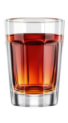 Amber Liquid in Faceted Glass on Black Background