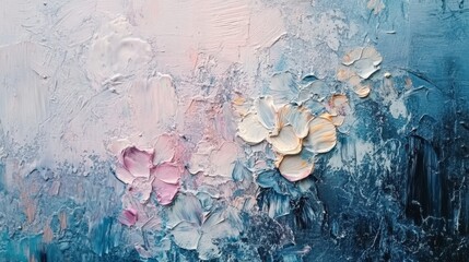 Abstract Painting Wallpaper. Contemporary Art Texture with Flowers. Generative AI.