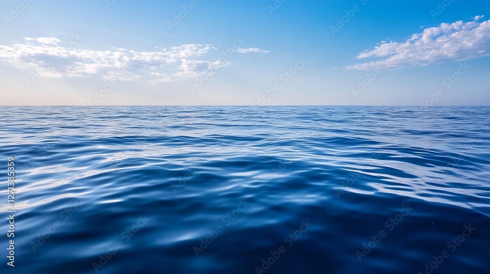 Aufkleber Vast and serene ocean surface with gentle waves under a clear blue sky : Generative AI