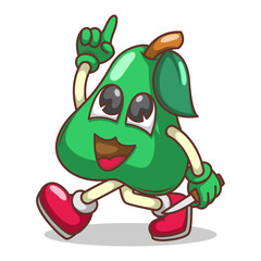 Funny doodle fruit cartoon with cute expression