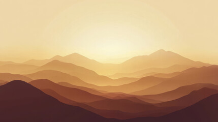 Minimalist gradient background featuring abstract mountains at sunset. warm tones create serene atmosphere, perfect for relaxation or inspiration