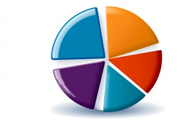 Fototapeta premium A flat, modern design of a pie chart with different poll result sections
