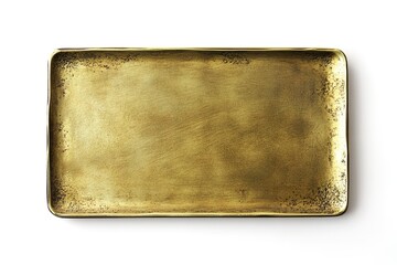 Elegant Brass Rectangular Plate with Rounded Corners: Perfect for Branding, Signage, Mockups, and Design Projects. High-resolution image ideal for adding a touch of sophisticated metallic texture to  