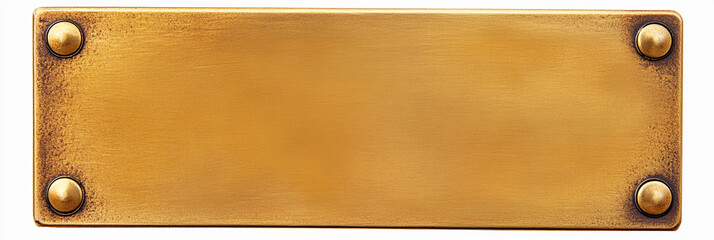 Elegant brass plaque with a polished surface and rivets