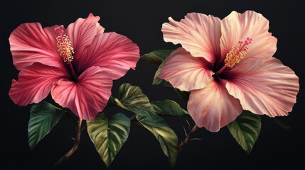 Obraz premium PNG Tropical flowers hibiscus nature plant.