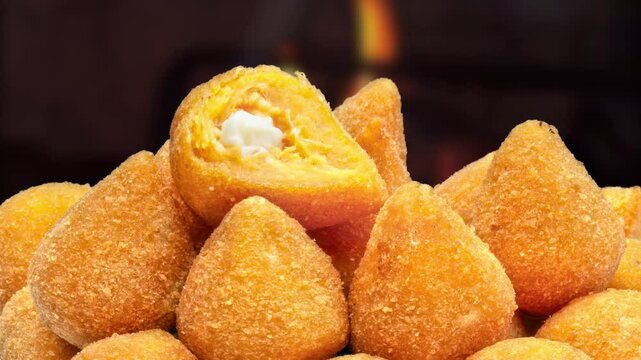 Brazilian snacks food, breaded, coxinha, kibe, esfiha