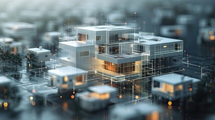 3D render of a modern residential building with architectural design and exterior details