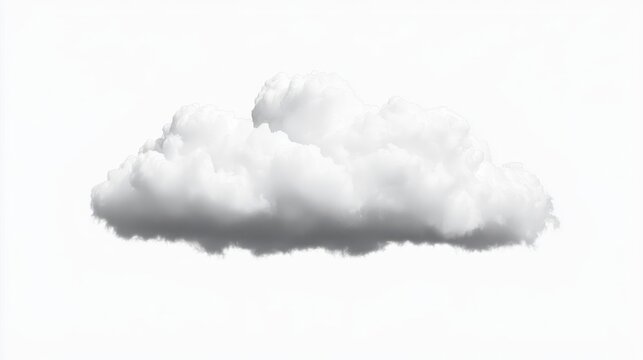Single Fluffy White Cloud Isolated on White Background