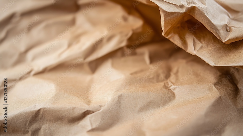 Leinwandbilder Close up view of crumpled brown paper showcasing natural textures and unique patterns : Generative AI