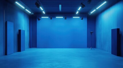 Fototapeta premium Empty blue studio room, used as background for display your products