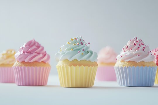 Deliciously Colorful Cupcakes: A Delightful Collection of Sweet Treats, Perfect for Baking Blogs, Websites, and Food Packaging Designs. Vibrant frosting, isolated on white, ready to enhance your      