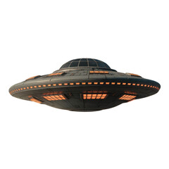Futuristic UFO Flying Saucer with Glowing Lights