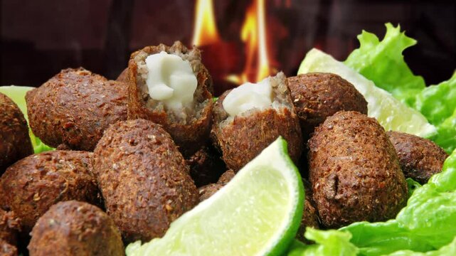 Brazilian snacks food, breaded, coxinha, kibe, esfiha