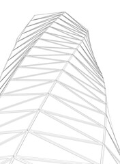 Vector Wireframe and Parametric Architecture &ndash; Futuristic Skyscrapers and Grid Structures