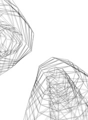 Vector Wireframe and Parametric Architecture – Futuristic Skyscrapers and Grid Structures