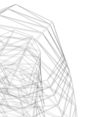 Vector Wireframe and Parametric Architecture – Futuristic Skyscrapers and Grid Structures
