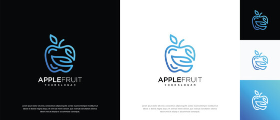 Apple fruit logo design. Apple fruit logo template with leaf. Apple logo symbol icon