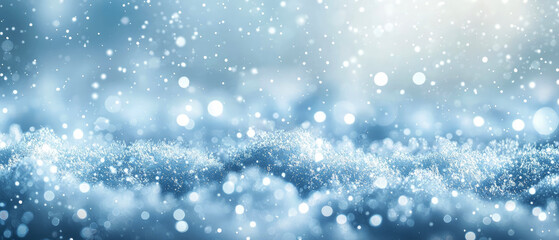 Fototapeta premium Enchanting winter abstract background with soft snowy waves and frosty snowflakes texture. Magical seasonal atmosphere, mockup for holiday designs,festive creativity.Generative ai