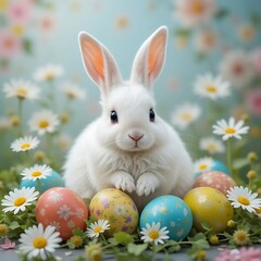 easter bunny and easter eggs