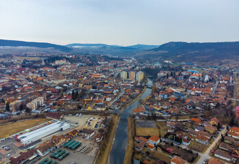 Odorheiul Secuiesc city in Harghita county - Romania seen from above