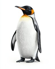 Fototapeta premium A vibrant and beautifully detailed emperor penguin standing gracefully against a soft background, showcasing its unique features.