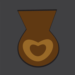 clay jar icon love symbol flat style