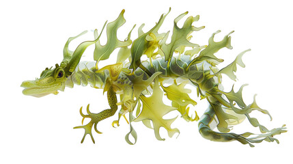 Ethereal Sea Dragon with Leafy Features Swimming Gracefully in Underwater Environment
